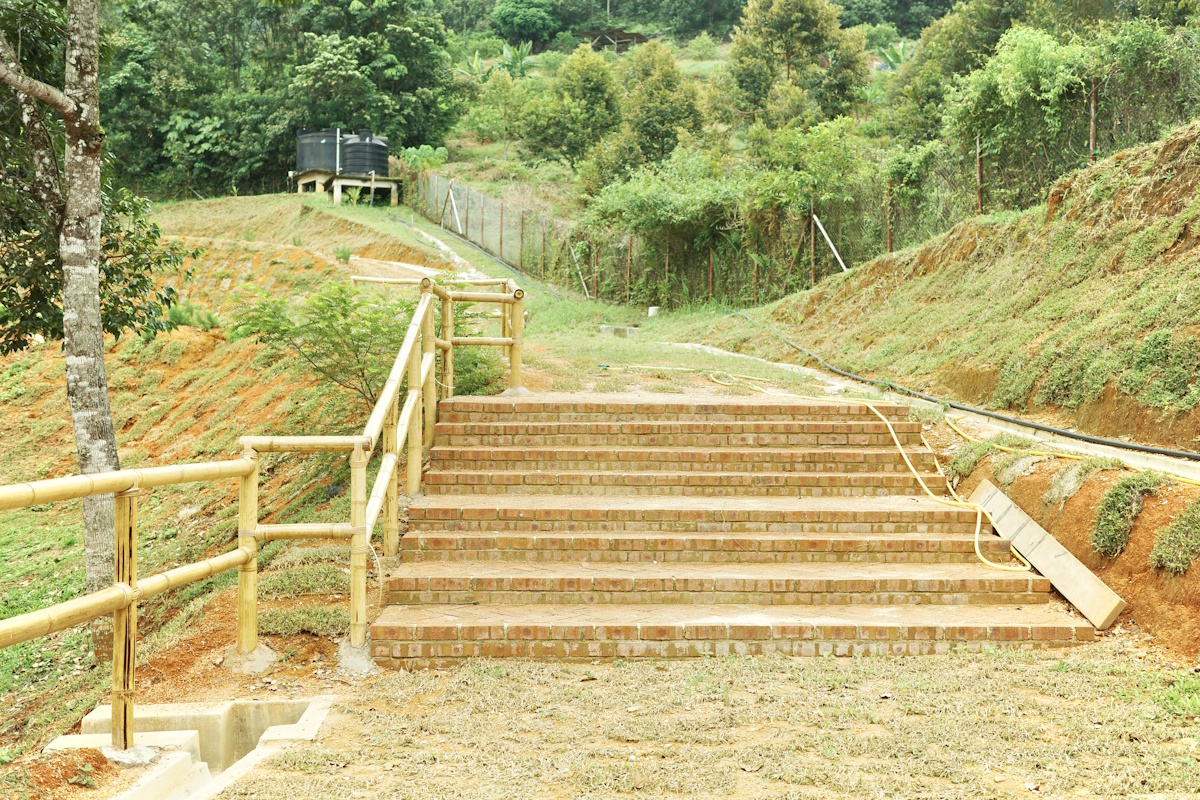 Outdoor bamboo railing